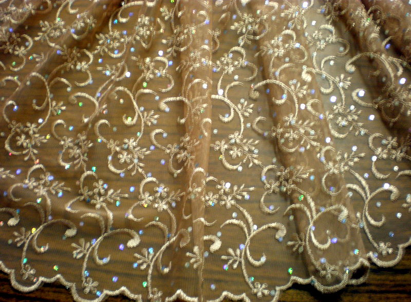 1.Nude Sequins Lace